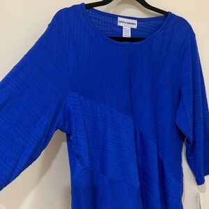 Cathy Daniels Royal Blue 3/4 Top Women’s Crew neck blouse XL Stretch